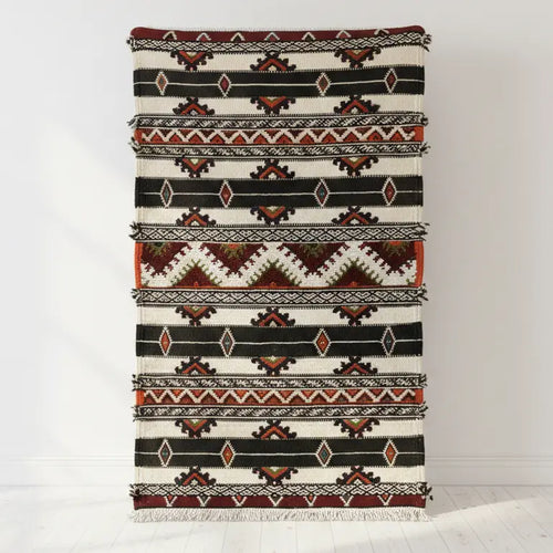 Small Black and White Moroccan Rug 