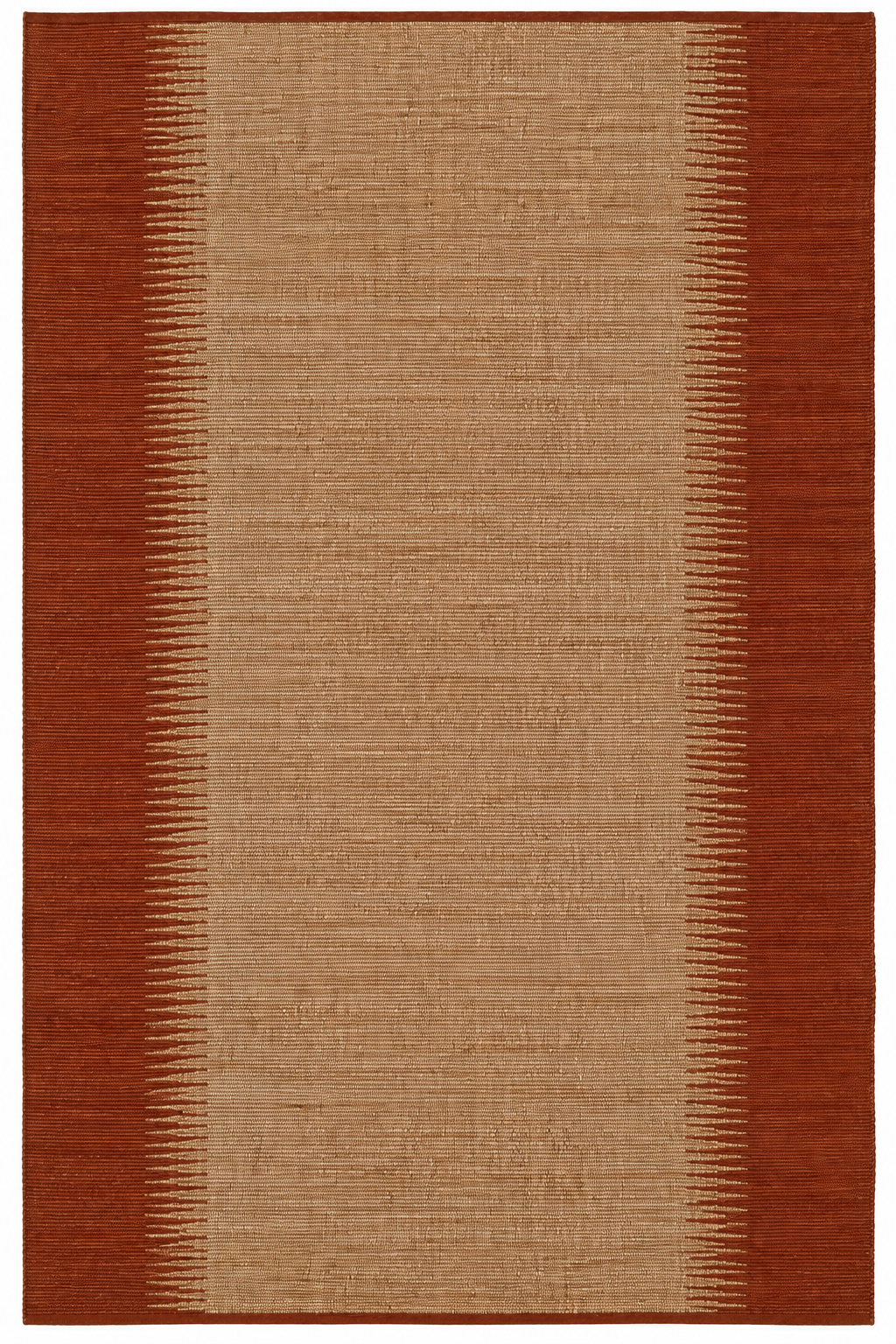 Sienna Threshold custom Moroccan kilim rug with a natural beige centre and deep sienna woven side borders