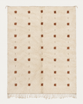 Terracotta Notes Beni Ouarain custom Moroccan rug with repeated terracotta square motifs on warm ivory wool