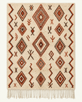 Threaded Marks custom Azilal rug in natural ivory, terracotta and deep brown, hand-knotted in Morocco