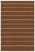 Umber Rhythm custom Moroccan kilim rug with deep brown wool and evenly spaced ivory woven lines