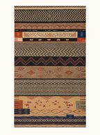 Woven Duality custom Taznakht flatweave rug combining Kharita and Zanafi technique, handwoven in Morocco