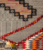 Close-up of Woven Topography Taznakht rug showing Zanafi flatweave and raised hand-knotted wool texture